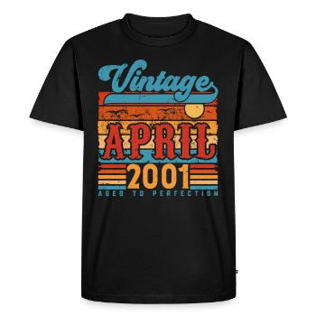 Avril 2001, Cadeau Anniversaire Vintage avril 2001 - T-shirt Premium bio Homme - noir - Devant - Nico (187cm)