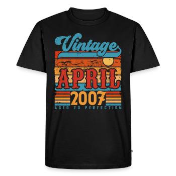 Avril 2007, Cadeau Anniversaire Vintage avril 2007 - T-shirt Premium bio Homme - noir - Devant - Nico (187cm)