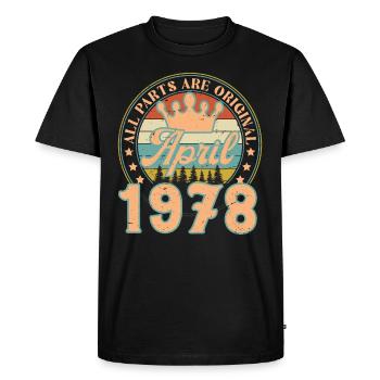 Avril 1978. Cadeau d’anniversaire avril 1978 April - T-shirt Premium bio Homme - noir - Devant - Nico (187cm)