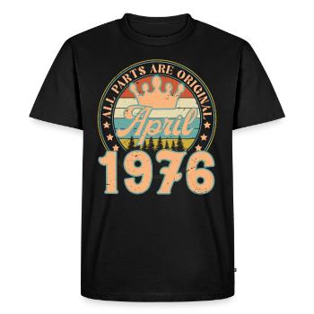 Avril 1976. Cadeau d’anniversaire avril 1976 April - T-shirt Premium bio Homme - noir - Devant - Nico (187cm)