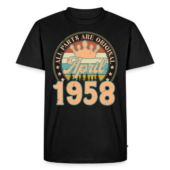 Avril 1958. Cadeau d’anniversaire avril 1958 April - T-shirt Premium bio Homme - noir - Devant - Nico (187cm)