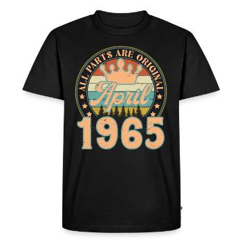 Avril 1965. Cadeau d’anniversaire avril 1965 April - T-shirt Premium bio Homme - noir - Devant - Nico (187cm)