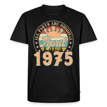 Avril 1975. Cadeau d’anniversaire avril 1975 April - T-shirt Premium bio Homme - noir - Devant - Nico (187cm)