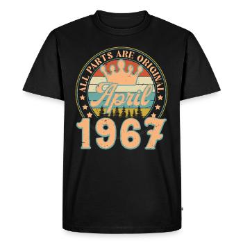 Avril 1967. Cadeau d’anniversaire avril 1967 April - T-shirt Premium bio Homme - noir - Devant - Nico (187cm)
