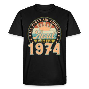 Avril 1974. Cadeau d’anniversaire avril 1974 April - T-shirt Premium bio Homme - noir - Devant - Nico (187cm)