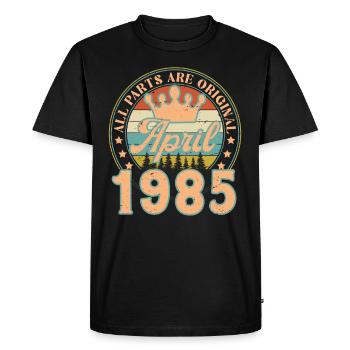 Avril 1985. Cadeau d’anniversaire avril 1985 April - T-shirt Premium bio Homme - noir - Devant - Nico (187cm)