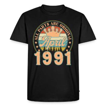 April 1991. April 1991 Birthday Gift April - Men's Premium Organic T-Shirt - black - Front - Nico (187cm)