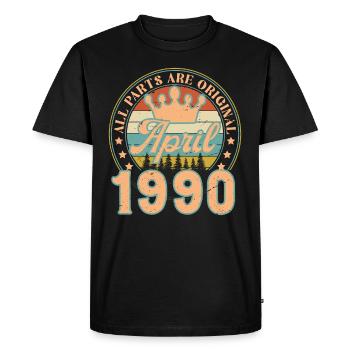 Avril 1990. Cadeau d’anniversaire avril 1990 April - T-shirt Premium bio Homme - noir - Devant - Nico (187cm)
