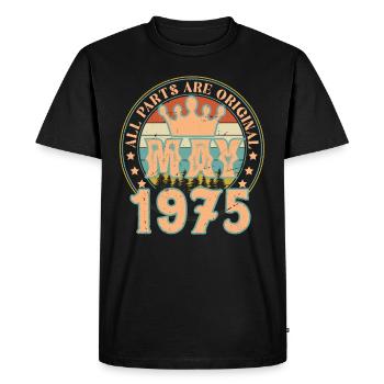 Mai 1975. Cadeau d’anniversaire mai 1975. May 1975 - T-shirt Premium bio Homme - noir - Devant - Nico (187cm)