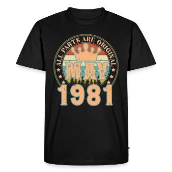 May 1981. May 1981 Birthday Gift. May 1981 - Men's Premium Organic T-Shirt - black - Front - Nico (187cm)