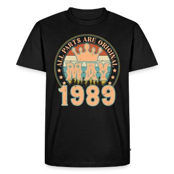 May 1989. May 1989 Birthday Gift. May 1989 - Men's Premium Organic T-Shirt - black - Front - Nico (187cm)