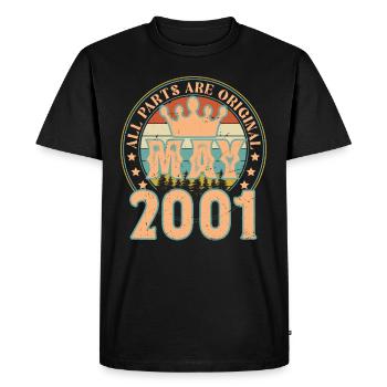 Mai 2001. Cadeau d’anniversaire mai 2001. May 2001 - T-shirt Premium bio Homme - noir - Devant - Nico (187cm)