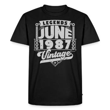 Vintage Birthday Gift June 1987, June 1987. - Men's Premium Organic T-Shirt - black - Front - Nico (187cm)