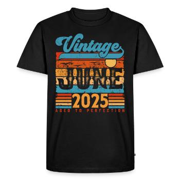 June 2025, Vintage Anniversary Gift June 2025. - Men's Premium Organic T-Shirt - black - Front - Nico (187cm)