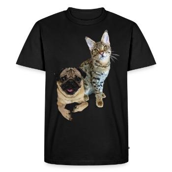 Carlin et chat - T-shirt Premium bio Homme - noir - Devant - Nico (187cm)