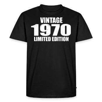 Vintage 1970's Birthday 1970's Retro 1970's - Men's Premium Organic T-Shirt - black - Front - Nico (187cm)