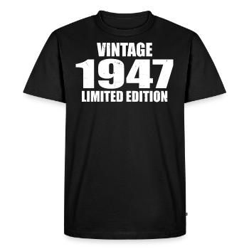 Vintage, 1947, Anniversaire, 1947, Rétro, 1947 - T-shirt Premium bio Homme - noir - Devant - Nico (187cm)
