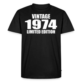 Millésime 1974 Anniversaire 1974 - Rétro 1974 - T-shirt Premium bio Homme - noir - Devant - Nico (187cm)