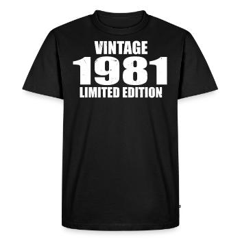 Millésime 1981 Anniversaire 1981 - Rétro 1981 - T-shirt Premium bio Homme - noir - Devant - Nico (187cm)