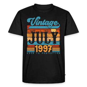 Juillet 1997, Cadeau Anniversaire juillet 1997. - T-shirt Premium bio Homme - noir - Devant - Nico (187cm)