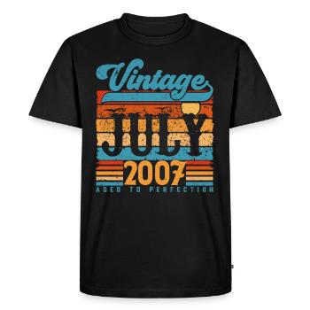Juillet 2007, Cadeau Anniversaire juillet 2007. - T-shirt Premium bio Homme - noir - Devant - Nico (187cm)