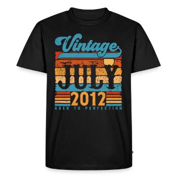 Juillet 2012, Cadeau Anniversaire juillet 2012. - T-shirt Premium bio Homme - noir - Devant - Nico (187cm)