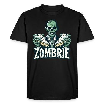 Zombie Zombrie Brie Fromage Drôle Zombie Cheese Hall - T-shirt Premium bio Homme - noir - Devant - Nico (187cm)