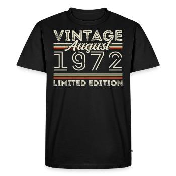 Août 1972 Légende depuis août 1972 Millésime 1972 - T-shirt Premium bio Homme - noir - Devant - Nico (187cm)