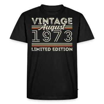 Août 1973 Légende depuis août 1973 Millésime 1973 - T-shirt Premium bio Homme - noir - Devant - Nico (187cm)