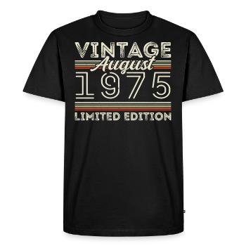 Août 1975 Légende depuis août 1975 Millésime 1975 - T-shirt Premium bio Homme - noir - Devant - Nico (187cm)