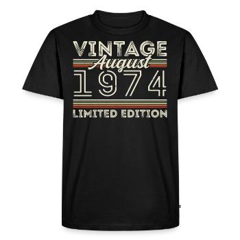 Août 1974 Légende depuis août 1974 Millésime 1974 - T-shirt Premium bio Homme - noir - Devant - Nico (187cm)