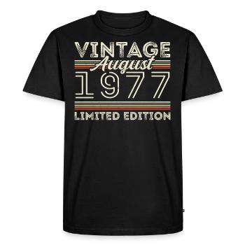 Août 1977 Légende depuis août 1977 Millésime 1977 - T-shirt Premium bio Homme - noir - Devant - Nico (187cm)