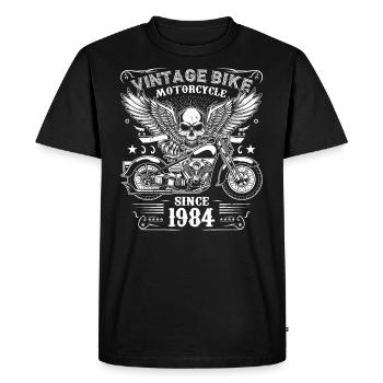 1984 Moto Vintage Biker Anniversaire Né En 1984 - T-shirt Premium bio Homme - noir - Devant - Nico (187cm)