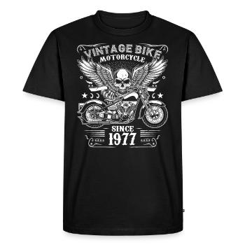 1977 Vintage Motorcycle Biker Birthday Born In 1977 - Men's Premium Organic T-Shirt - black - Front - Nico (187cm)