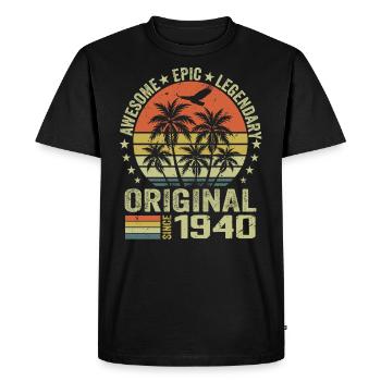 Fête D'anniversaire 1940 Millésime 1940 Rétro 1940 - T-shirt Premium bio Homme - noir - Devant - Nico (187cm)