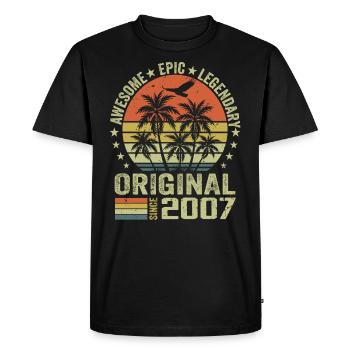 Fête D'anniversaire 2007 Millésime 2007 Rétro 2007 - T-shirt Premium bio Homme - noir - Devant - Nico (187cm)