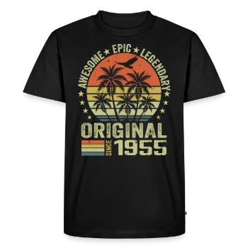 Fête D'anniversaire 1955 Millésime 1955 Rétro 1955 - T-shirt Premium bio Homme - noir - Devant - Nico (187cm)