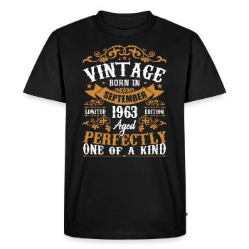 1963 September 1963 Gift 61st Anniversary 1963 - Men's Premium Organic T-Shirt - black - Front - Nico (187cm)