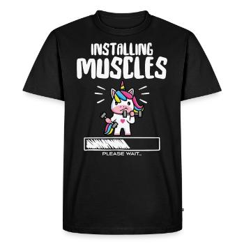 Funny Cute Unicorn Workout Gym Fitness Unicorn - T-shirt Premium bio Homme - noir - Devant - Nico (187cm)
