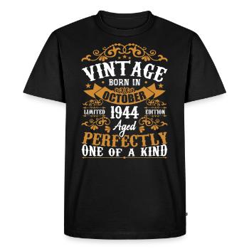 1944 Retro 1944 October Birthday October 1944 - Men's Premium Organic T-Shirt - black - Front - Nico (187cm)