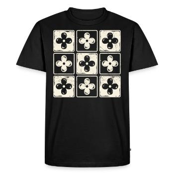 Retro Colorful Checkered Flowers cute Boho Floral - Men's Premium Organic T-Shirt - black - Front - Nico (187cm)