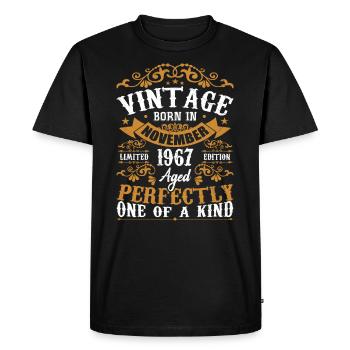 Vintage November 1967 Anniversary November 1967 - Men's Premium Organic T-Shirt - black - Front - Nico (187cm)
