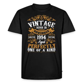 Vintage November 1994 Anniversary November 1994 - Men's Premium Organic T-Shirt - black - Front - Nico (187cm)