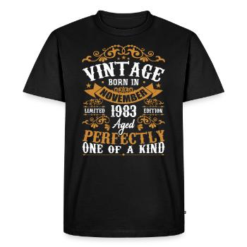 Millésime Novembre 1983 Anniversaire Novembre 1983 - T-shirt Premium bio Homme - noir - Devant - Nico (187cm)
