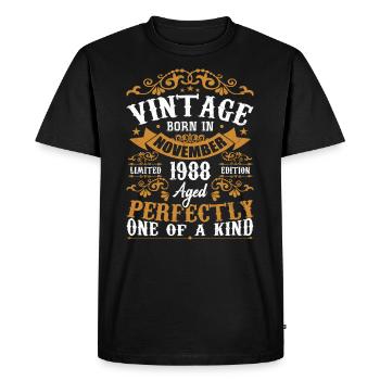 Vintage November 1988 Anniversary November 1988 - Men's Premium Organic T-Shirt - black - Front - Nico (187cm)