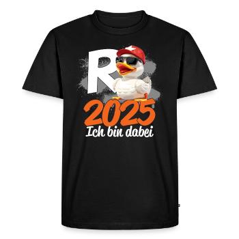 Rente 2025 ich bin dabei - Männer Premium Bio T-Shirt - Schwarz - Vorne - Nico (187cm)