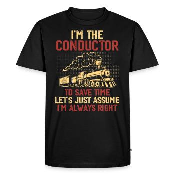 Cute Train Conductor Men Women Railway Train Lover - T-shirt Premium bio Homme - noir - Devant - Nico (187cm)