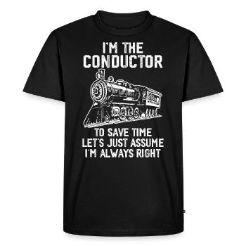 Cute Train Conductor Men Women Railway Train Lover - T-shirt Premium bio Homme - noir - Devant - Nico (187cm)