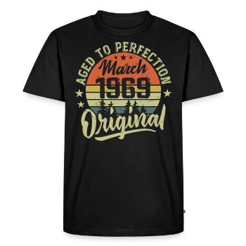 Rétro Mars 1969 Cadeau Mars 1969 Né en Mars 1969 - T-shirt Premium bio Homme - noir - Devant - Nico (187cm)