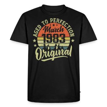 Rétro Mars 1983 Cadeau Mars 1983 Né en Mars 1983 - T-shirt Premium bio Homme - noir - Devant - Nico (187cm)